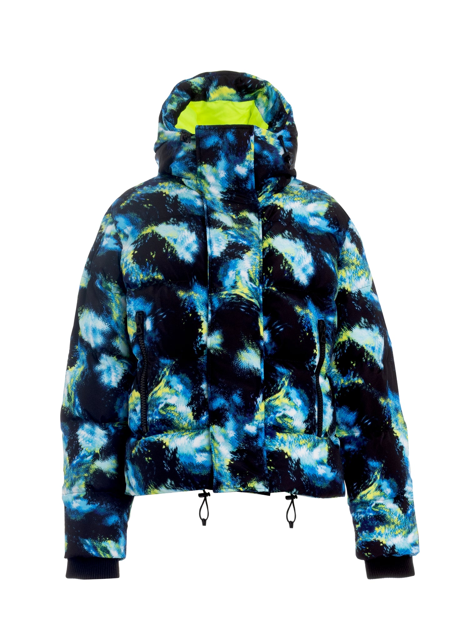 Galaxy Printed Blu/Lime Puffer Jacket
