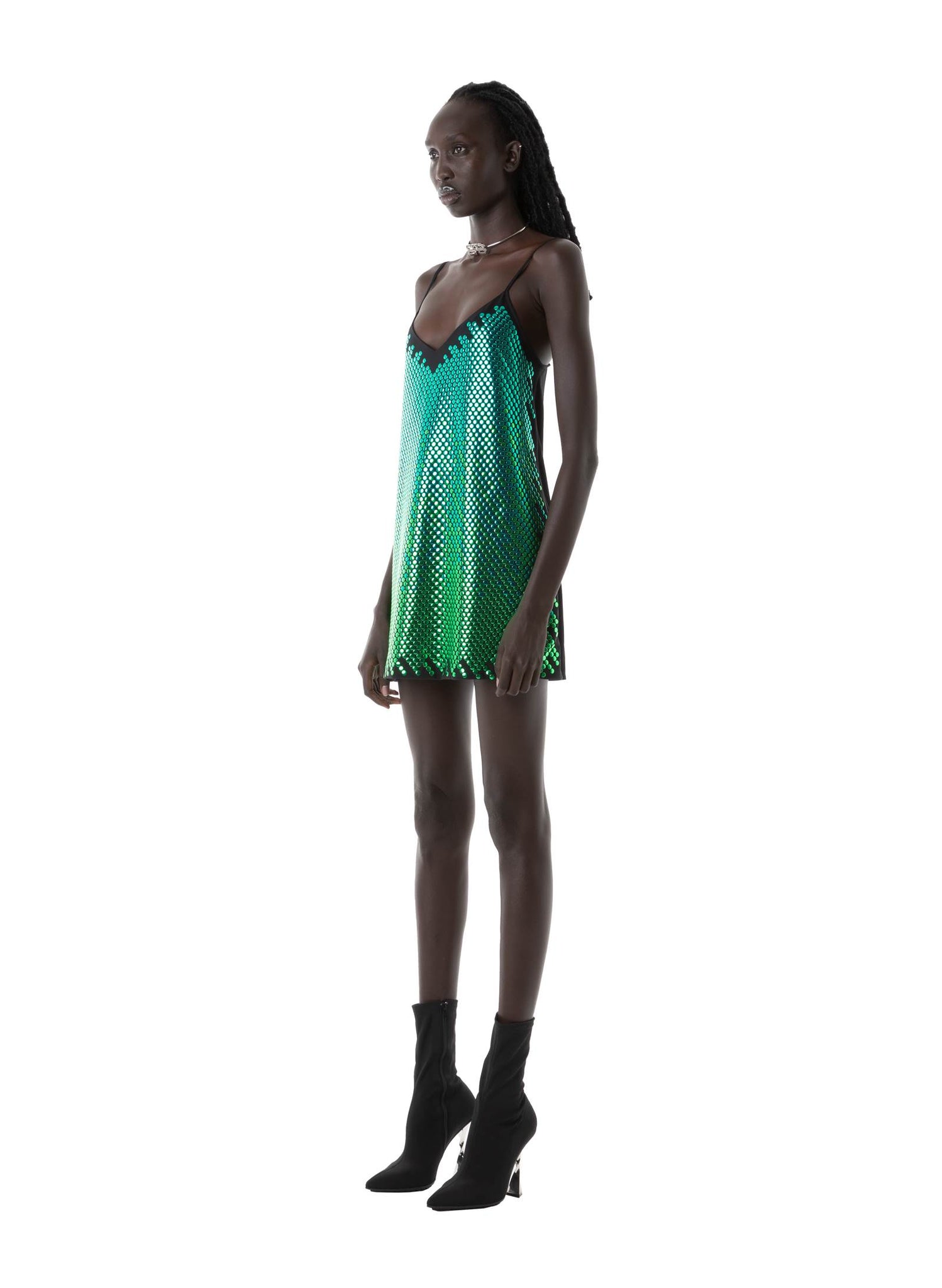 Green Studs Mini Dress