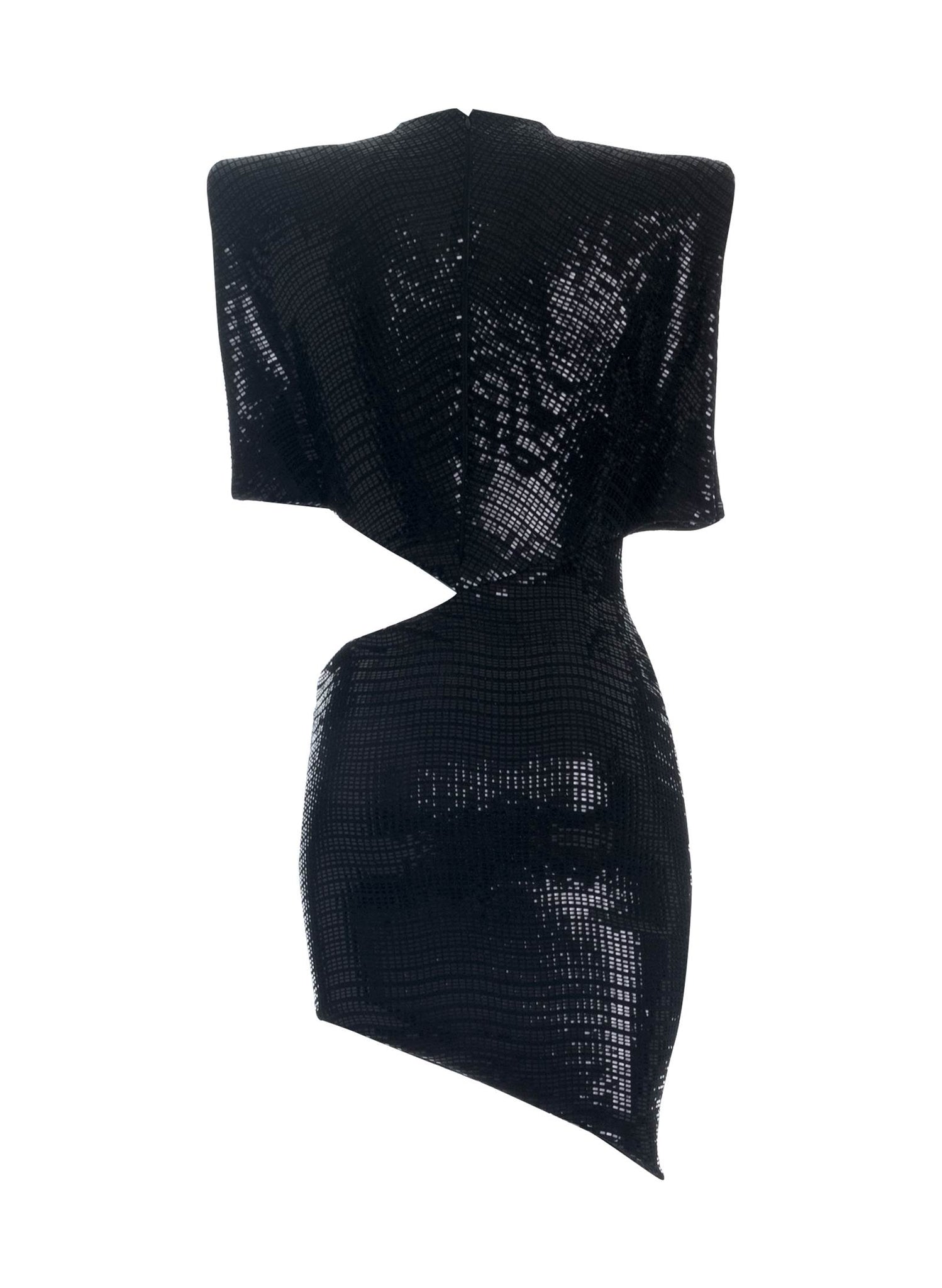 Black Techno Paillettes Mini Dress
